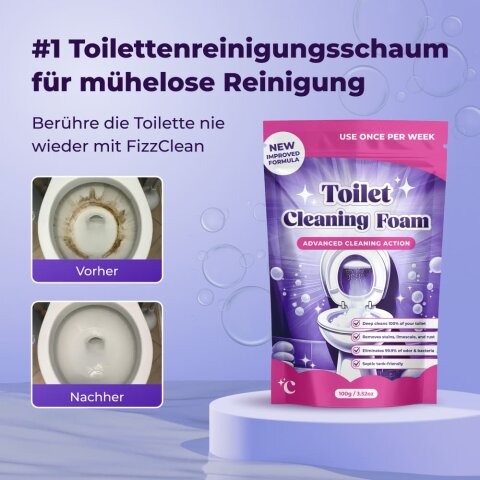 FizzClean Reinigungsschaum Anwendung in der Toilette gegen Kalk